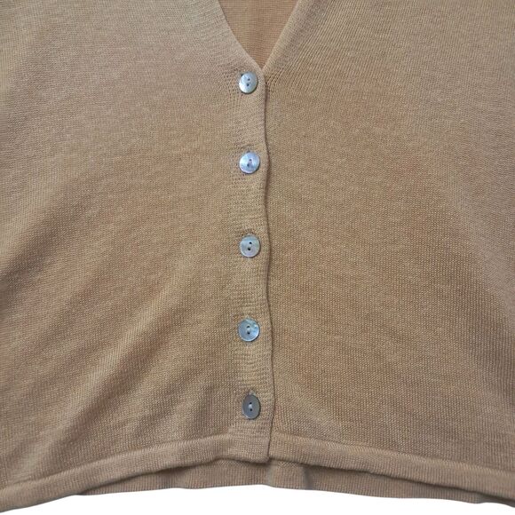 NWT J. Jill Cardigan Top Women's XL Yellow Honey Linen Blend V Neck Lightweight - Picture 4 of 13